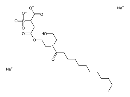 disodium 4-[2-[(2-hydroxyethyl)(1-oxododecyl)amino]ethyl] 2-sulphonatosuccinate structure