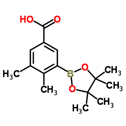 3,4-dimethyl-5-(4,4,5,5-tetramethyl-1,3,2-dioxaborolan-2-yl)benzoic acid结构式