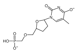 5-methyl-1-[(2R,5S)-5-(phosphonatomethoxymethyl)oxolan-2-yl]pyrimidine-2,4-dione结构式