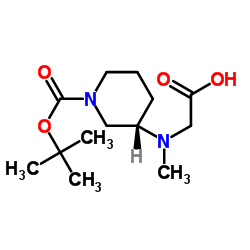 N-Methyl-N-[(3S)-1-{[(2-methyl-2-propanyl)oxy]carbonyl}-3-piperidinyl]glycine结构式