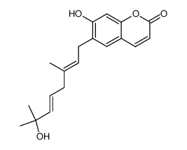 (E)-6-(7-hydroxy-3,7-dimethylocta-2,5-dienyl)-7-hydroxycoumarin结构式