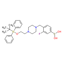 (4-((4-(2-((tert-butyldiphenylsilyl)oxy)ethyl)piperazin-1-yl)Methyl)-3-fluorophenyl)boronic acid structure