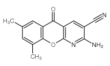 2-氨基-7,9-二甲基-5-氧代-5H-[1]苯并吡喃并[2,3-b]吡啶-3-腈结构式