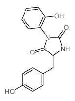3-(2-hydroxyphenyl)-5-[(4-hydroxyphenyl)methyl]imidazolidine-2,4-dione结构式