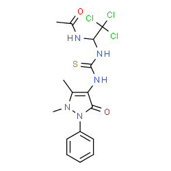 N-[2,2,2-trichloro-1-({[(1,5-dimethyl-3-oxo-2-phenyl-2,3-dihydro-1H-pyrazol-4-yl)amino]carbothioyl}amino)ethyl]acetamide结构式