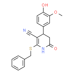 2-(Benzylsulfanyl)-4-(4-hydroxy-3-methoxyphenyl)-6-oxo-1,4,5,6-tetrahydro-3-pyridinecarbonitrile structure