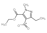 3-乙基-1-甲基-4-硝基-1H-吡唑-5-羧酸乙酯结构式