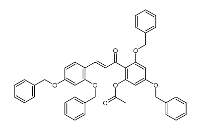 (E)-3,5-bis(benzyloxy)-2-(3-(2,4-bis(benzyloxy)phenyl)acryloyl)phenyl acetate Structure