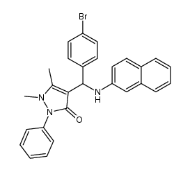 4-[(4-bromo-phenyl)-naphthalen-2-ylamino-methyl]-1,5-dimethyl-2-phenyl-1,2-dihydro-pyrazol-3-one Structure