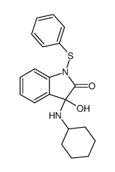 3-cyclohexylamino-3-hydroxy-1-phenylsulfanyl-1,3-dihydro-indol-2-one结构式