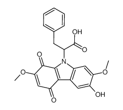 2-(6-Hydroxy-2,7-dimethoxy-1,4-dioxo-1,4-dihydro-carbazol-9-yl)-3-phenyl-propionic acid结构式