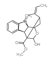 13H-1,3,8a-(Epoxyethanylylidene)-1H-azepino[1',2':1,2]pyrrolo[2,3-b]indole-14-carboxylicacid, 4-ethylidene-2,3,4,5,7,8-hexahydro-15-hydroxy-13-methyl-, methyl ester,(1R,3S,4E,8aS,13aR,14R,15R)-结构式