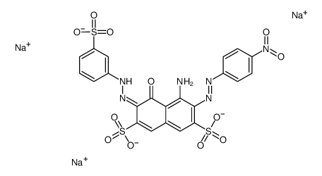 trisodium 4-amino-5-hydroxy-3-[(4-nitrophenyl)azo]-6-[(3-sulphonatophenyl)azo]naphthalene-2,7-disulphonate Structure