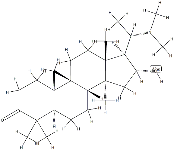 (20S)-16α-Hydroxy-4,4,14-trimethyl-20-(dimethylamino)-9β,19-cyclo-5α-pregnan-3-one structure