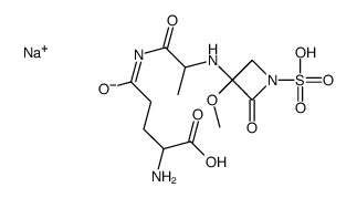 sodium (3R)-3-[[(1R)-1-[[(4S)-4-amino-4-carboxy-butanoyl]carbamoyl]eth yl]amino]-3-methoxy-2-oxo-azetidine-1-sulfonate结构式