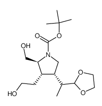 tert-butyl (2S,3S,4S)-4-((S)-1-(1,3-dioxolan-2-yl)ethyl)-3-(2-hydroxyethyl)-2-(hydroxymethyl)pyrrolidine-1-carboxylate Structure