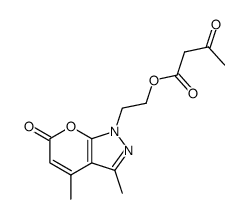 1-(2-acetoacetoxyethyl)-3,4-dimethylpyrano<2,3-c>pyrazol-6(1H)-one结构式
