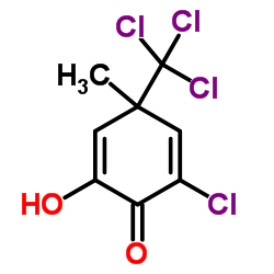 2-Chloro-6-hydroxy-4-methyl-4-(trichloromethyl)-2,5-cyclohexadien-1-one结构式