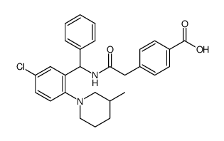 4-{N-[5-chloro-2-(3-methyl-piperidino)-α-phenyl-benzyl]-aminocarbonylmethyl}-benzoic acid Structure