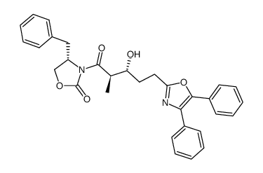 (S)-4-benzyl-3-((2R,3R)-5-(4,5-diphenyloxazol-2-yl)-3-hydroxy-2-methylpentanoyl)oxazolidin-2-one Structure