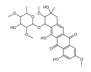 4,6,9-trihydroxy-7-(4-hydroxy-3,5-dimethoxy-6-methyloxan-2-yl)oxy-2,8-dimethoxy-9-methyl-8,10-dihydro-7H-tetracene-5,12-dione结构式