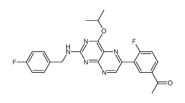 [4-isopropoxy-6-(5-acetyl-2-fluorophenyl)-pteridin-2-yl]-(4-fluoro-benzyl)-amine结构式