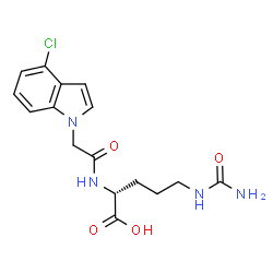 N~5~-carbamoyl-N~2~-[(4-chloro-1H-indol-1-yl)acetyl]-D-ornithine Structure