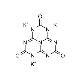 Potassium cyamelurate trihydrate structure