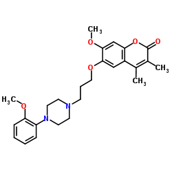 7-Methoxy-6-{3-[4-(2-methoxyphenyl)-1-piperazinyl]propoxy}-3,4-dimethyl-2H-chromen-2-one结构式