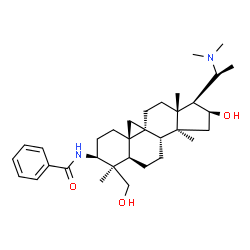 N-[(20S)-4,14-Dimethyl-20-(dimethylamino)-16β-hydroxy-4β-(hydroxymethyl)-9β,19-cyclo-5α-pregnan-3β-yl]benzamide Structure