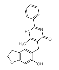 5-[(6-hydroxy-2,3-dihydrobenzofuran-5-yl)methyl]-6-methyl-2-phenyl-1H-pyrimidin-4-one structure