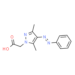 (E)-2-(3,5-dimethyl-4-(phenyldiazenyl)-1H-pyrazol-1-yl)acetic acid structure