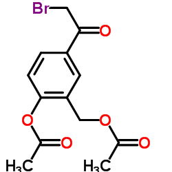 2-乙酰氧基-5-(2-溴乙酰基)苄基乙酸酯结构式