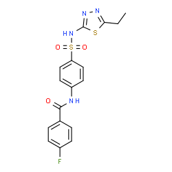 N-(4-(N-(5-ethyl-1,3,4-thiadiazol-2-yl)sulfamoyl)phenyl)-4-fluorobenzamide结构式