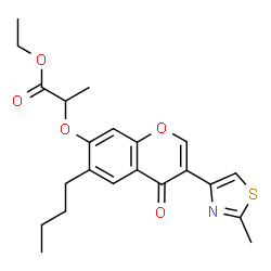 ethyl 2-((6-butyl-3-(2-methylthiazol-4-yl)-4-oxo-4H-chromen-7-yl)oxy)propanoate结构式