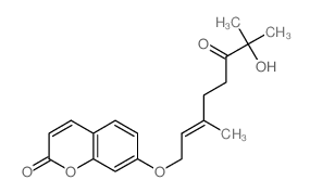 7-[(E)-7-hydroxy-3,7-dimethyl-6-oxo-oct-2-enoxy]chromen-2-one structure