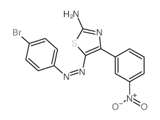 4-bromo-N-[[2-imino-4-(3-nitrophenyl)-1,3-thiazol-5-ylidene]amino]aniline structure