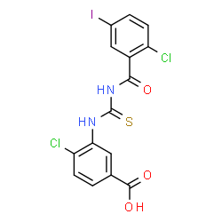 4-CHLORO-3-[[[(2-CHLORO-5-IODOBENZOYL)AMINO]THIOXOMETHYL]AMINO]-BENZOIC ACID结构式