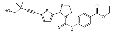 Benzoic acid, 4-[[[2-[5-(4-hydroxy-3,3-dimethyl-1-butynyl)-2-thienyl]-3-thiazolidinyl]thioxomethyl]amino]-, ethyl ester (9CI) Structure