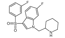 6-fluoro-3-(3-fluorophenyl)sulfonyl-1-(piperidin-2-ylmethyl)indole结构式