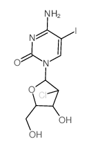 2(1H)-Pyrimidinone, 1-(2-chloro-2-deoxy-.beta.-L-ribofuranosyl)-3,4-dihydro-4-imino-5-iodo-结构式