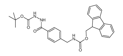 N-[(tert-butoxy)carbonylamino]-(4-{[(fluoren-9-ylmethoxy)-carbonylamino]methyl}phenyl)carboxamide Structure