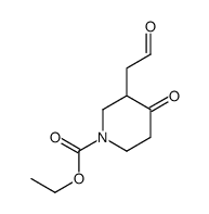 ethyl 4-oxo-3-(2-oxoethyl)piperidine-1-carboxylate结构式
