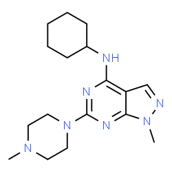 N-cyclohexyl-1-methyl-6-(4-methylpiperazin-1-yl)-1H-pyrazolo[3,4-d]pyrimidin-4-amine结构式