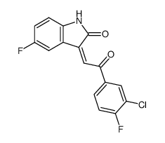 3-[2-(3-Chloro-4-fluoro-phenyl)-2-oxo-eth-(Z)-ylidene]-5-fluoro-1,3-dihydro-indol-2-one结构式