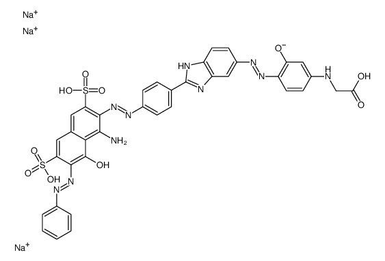 trisodium N-[4-[[2-[4-[[1-amino-8-hydroxy-7-(phenylazo)-3,6-disulpho-2-naphthyl]azo]phenyl]-1H-benzimidazol-5-yl]azo]-3-hydroxyphenyl]glycinate结构式