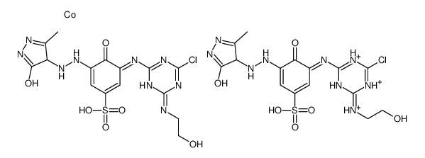 (3E)-3-[[4-chloro-6-(2-hydroxyethylamino)-1,3,5-triazin-2-yl]imino]-5-[2-(3-methyl-5-oxo-1,4-dihydropyrazol-4-yl)hydrazinyl]-4-oxocyclohexa-1,5-diene-1-sulfonic acid,cobalt,hydron结构式
