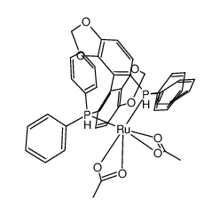 Diacetato[(R)-(+)-5,5'-bis(diphenylphosphino)-4,4'-bi-1,3-benzodioxole] ruthenium(II) Ru(OAc)2[(R)-segphos] structure