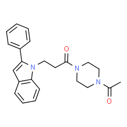 1-(4-acetylpiperazin-1-yl)-3-(2-phenyl-1H-indol-1-yl)propan-1-one结构式