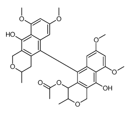 [10-hydroxy-5-(10-hydroxy-7,9-dimethoxy-3-methyl-3,4-dihydro-1H-benzo[g]isochromen-5-yl)-7,9-dimethoxy-3-methyl-3,4-dihydro-1H-benzo[g]isochromen-4-yl] acetate Structure